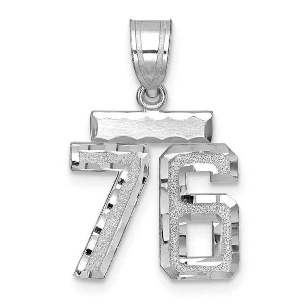14k White Gold, Varsity Collection, Small D/C Pendant, Number 76
